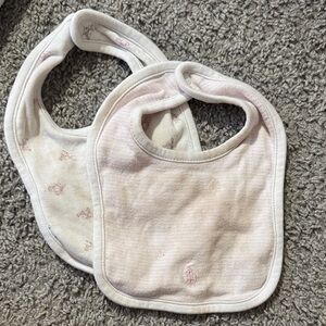 Polo by Ralph Lauren Pink and White Baby Bib Set
